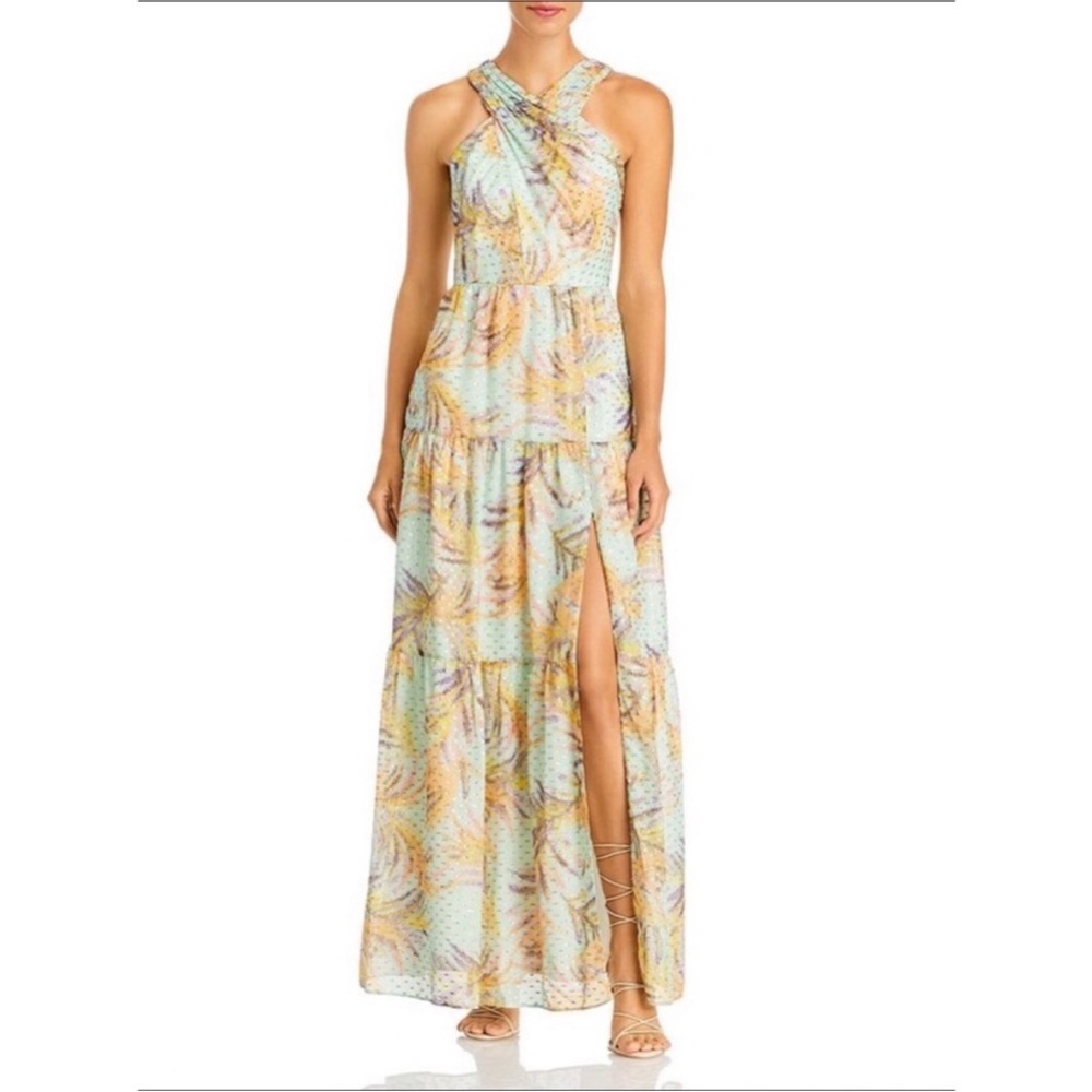 NEW Aidan Mattox Halter Tiered Maxi Dress orig $330 size 2